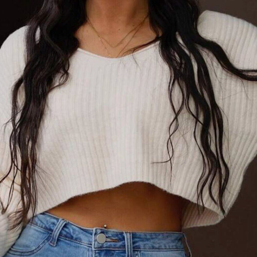 Shein Cream Cropped Sweater